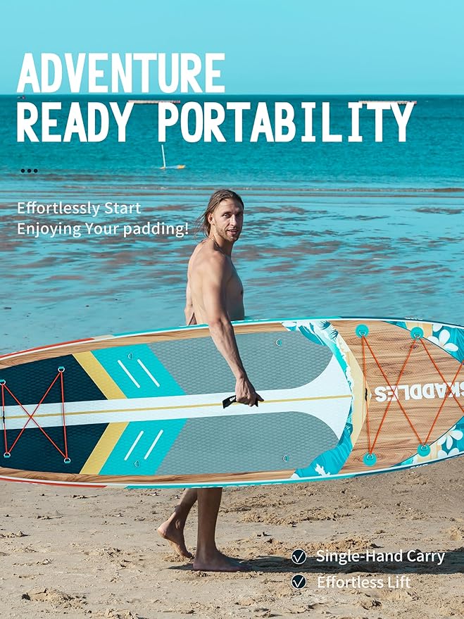 11' Inflatable Stand Up Paddle Board – Extra Wide SUP for Adults & Kids of All Skill Levels, Stable Paddleboard with Pump, Fins, Backpack, Accessories & Waterproof Phone Pouch