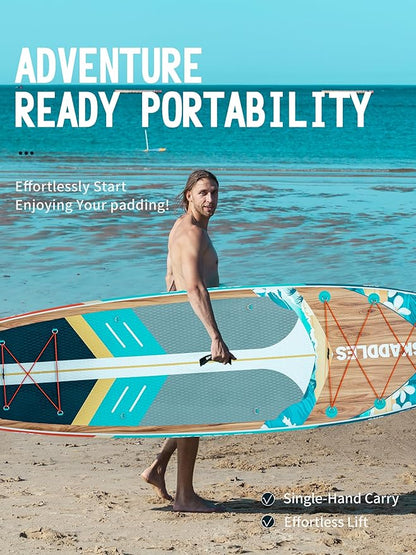 11' Inflatable Stand Up Paddle Board – Extra Wide SUP for Adults & Kids of All Skill Levels, Stable Paddleboard with Pump, Fins, Backpack, Accessories & Waterproof Phone Pouch