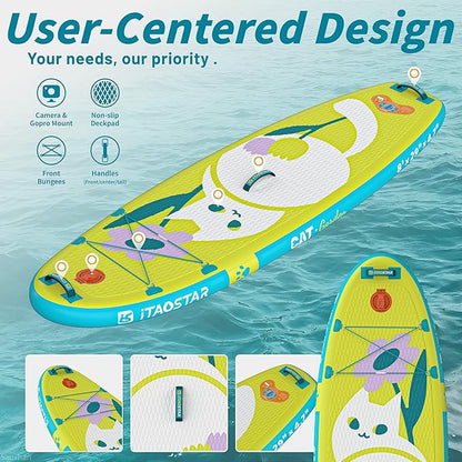 Joy 8'×29"/11'×35" Inflatable Paddle Board for Kids, One-Stop Premium SUP Accessories, Stand Up Paddle Board for More Balance, Tailored Fins for More Fun