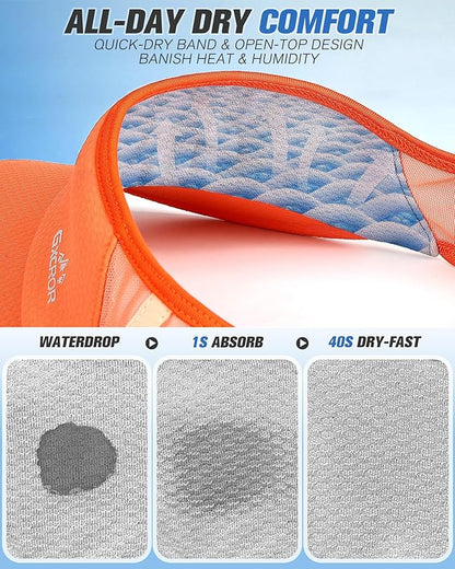 GXCROR Sports Sun Visor Hat Men Women, Lightweight Breathable Quick Dry Sports Sun Hat for Running Golf Tennis