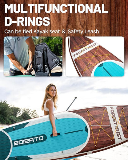 Inflatable Stand Up Paddle Board 10'8“*34"/11'*33" Extra Wide Paddle Boards for Adults, SUP with Premium Accessories & Nylon Backpack, Adjustable Paddle, Hand Pump, Bottom Fin, Leash