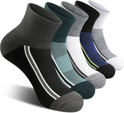 Gonii men ankle socks for men athletic running Cushion Quarter Socks 5 Pairs