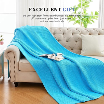 L'AGRATY Knitted Weighted Blanket - 60"x80" 20lbs Cooling Chunky Knit Heavy Blanket for Adults Braided Crochet Throw Thick Cable Yarn Knit Decorative No Beads Evenly Weighted Machine Washable