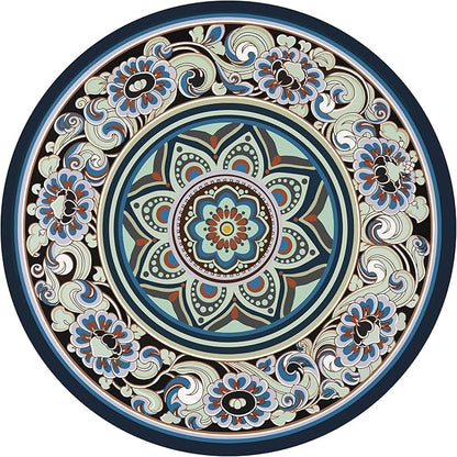 Knsbk Large Round Yoga Mat 4.6'X3.5mm for Exercise Premium Extra Thick, Ultra Comfortable, Non Slip, Meditation Mat