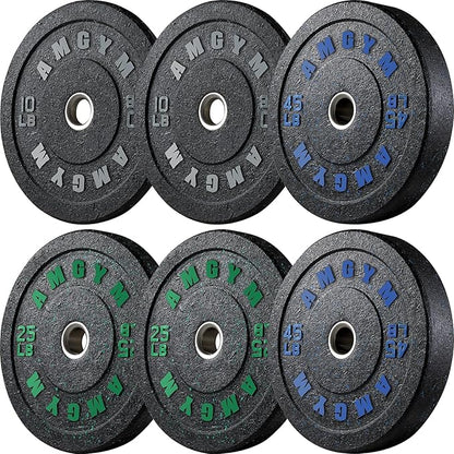 2 Inch Bumper Plates，10-500lbs，Barbell Rubber Olympic Weight Plates Set for Home Gym, Strength Training & Weight Lifting, Multiple Options Colors