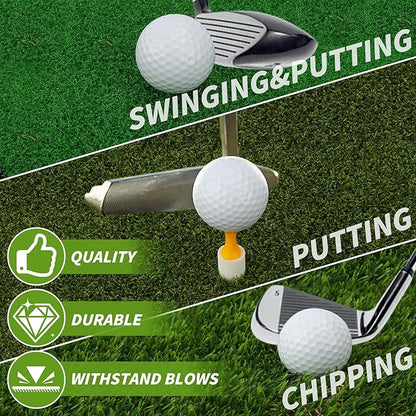 Jkwokback 3-in-1 Golf Hitting Mat | Turf Golf Practice Mat for Swing, Putting & Chipping | Portable Golf Mats Practice Indoor/Outdoor Golf Hitting Mat with 8 Tees Golf Training Mat