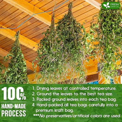 FreshDrinkUS, Premium 45 Spearmint Tea Bags, 100% Natural Spearmint Leaves. Loose Leaf Spearmint Herbal Tea. Spearmint Leaf Tea. No Sugar, No Caffeine, No Gluten, Vegan.