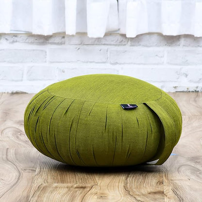 Leewadee Meditation Cushion Set – 1 Round Zafu Meditation Pillow and 1 Square Roll-Up Zabuton Meditation Mat, Pillows Bundle Filled with Kapok