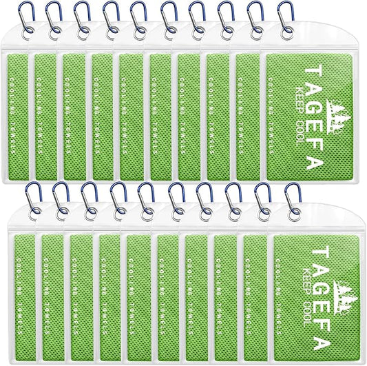 Cooling Towels 20 Pack, 40"x 12" Cooling Rags Neck Wraps for Sports with Carrying Pouch, Gym Cooling Neck Towels for Hor Weather, Sweat, Fitness, Travel