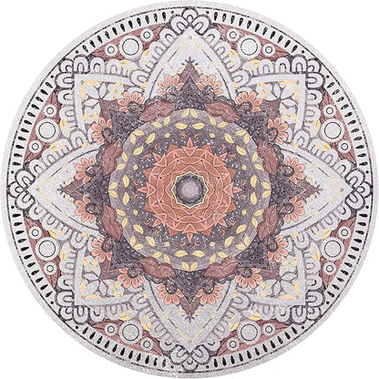 Knsbk Large Round Yoga Mat 4.6'X3.5mm for Exercise Premium Extra Thick, Ultra Comfortable, Non Slip, Meditation Mat