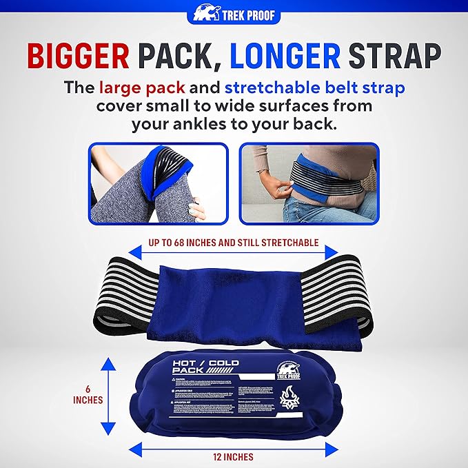 Ice Pack (3-Piece Set) – Reusable Hot and Cold Therapy Gel Wrap Support Injury Recovery, Alleviate Joint and Muscle Pain – Rotator Cuff, Knees, Back & More (3 Piece Set - Large)