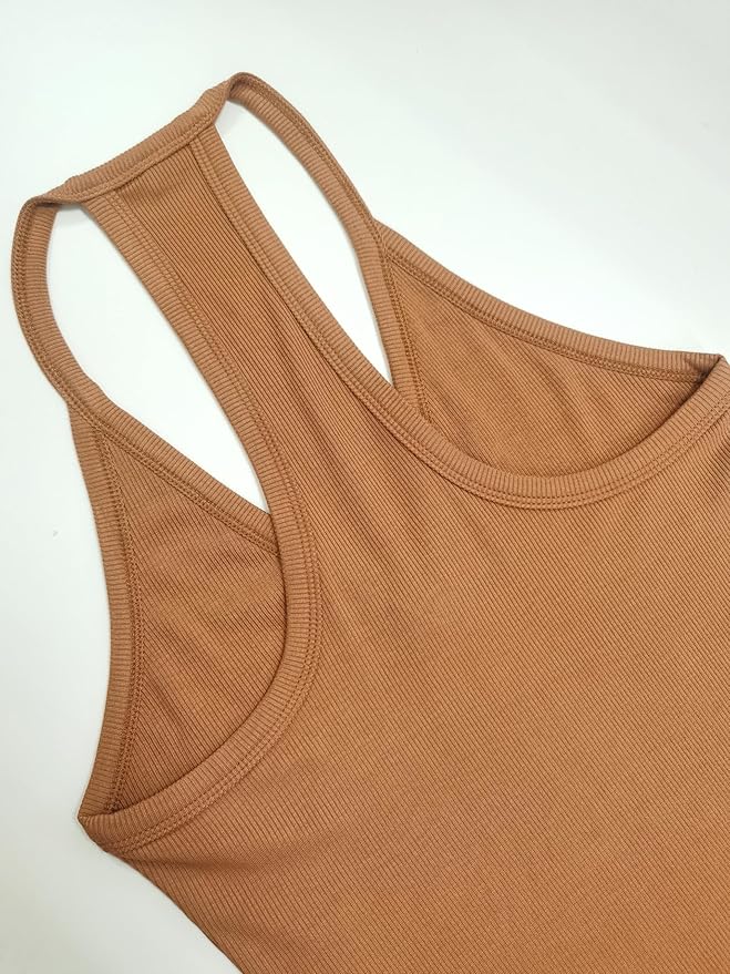 iGENJUN Workout Tops for Women Racerback Basic Tank Summer 2025 Camisole V Neck Slim Fit Ribbed Sleeveless