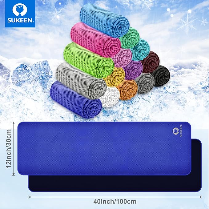 Sukeen Cooling Towel (40"x12"),Ice Towel,Soft Breathable Chilly Towel,Microfiber Towel for Yoga,Sport,Running,Gym,Workout,Camping,Fitness,Workout & More Activities