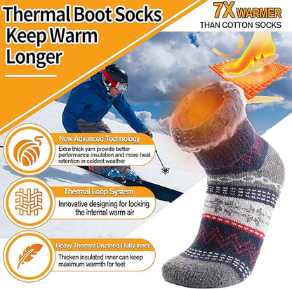 3 Pairs Warm Thermal Socks for Women & Men Winter Ski Thick Boot Insulated Socks for Cold Weather