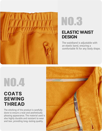 FREE SOLDIER Men's Outdoor Softshell Fleece Lined Cargo Pants Snow Ski Hiking Pants with Belt