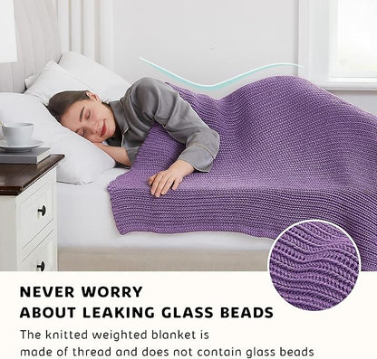 L'AGRATY Knitted Weighted Blanket - 48"x72" 15lbs Cooling Chunky Knit Heavy Blanket for Adults Braided Crochet Throw Thick Cable Yarn Knit Decorative No Beads Evenly Weighted Machine Washable