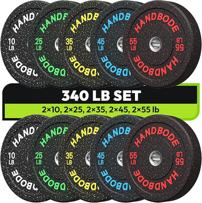 2-Inch Bumper Plates High Bounce, Olympic Weight Plate Set 45/100/160/190/260/300lb, Barbell Weight Plates Set for Home Gym, Colored Weights Rubber Strength Training Plate for Weight Lifting
