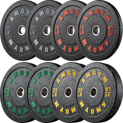 2 Inch Bumper Plates，10-500lbs，Barbell Rubber Olympic Weight Plates Set for Home Gym, Strength Training & Weight Lifting, Multiple Options Colors