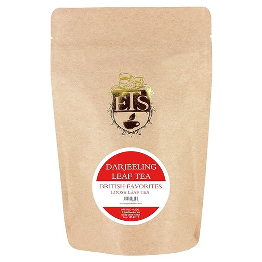 English Tea Store Darjeeling Tea Pouches - 4oz | Fine Loose Leaf Black Tea | Light and Fragrant Flavor | Fast Infusion Small Leaf Tea | Premium Indian Flavor Serve Hot