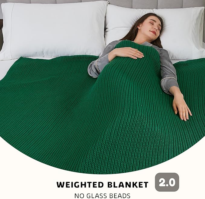 L'AGRATY Knitted Weighted Blanket - 60"x80" 20lbs Cooling Chunky Knit Heavy Blanket for Adults Braided Crochet Throw Thick Cable Yarn Knit Decorative No Beads Evenly Weighted Machine Washable