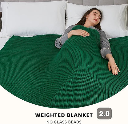 L'AGRATY Knitted Weighted Blanket - 48"x72" 15lbs Cooling Chunky Knit Heavy Blanket for Adults Braided Crochet Throw Thick Cable Yarn Knit Decorative No Beads Evenly Weighted Machine Washable