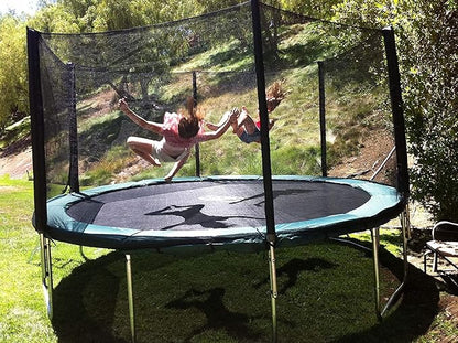 Happy Trampoline Round Trampolines 14 FT, 15 FT, 16 FT - ASTM Approved - Outdoor Gymnastic Trampolines for Adults and Kids with Net Enclosure