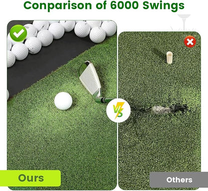 Golf Hitting Mat with Ball Tray, 5x4 & 6x4 ft, 26mm/31mm Thick, Standard & Alignment Line Options, Premium Golf Practice Mat for Indoor Outdoor Swing & Chipping