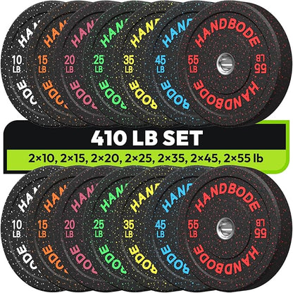 2-Inch Bumper Plates High Bounce, Olympic Weight Plate Set 45/100/160/190/260/300lb, Barbell Weight Plates Set for Home Gym, Colored Weights Rubber Strength Training Plate for Weight Lifting