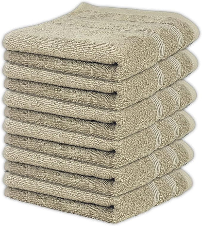 Kaufman - Premium Hand Towels Set for Bathroom, Spa, Gym, and Face Towel 100% Cotton Ring Spun, Ultra Soft Feel and Highly Absorbent Towels (Linen, 6-PK)