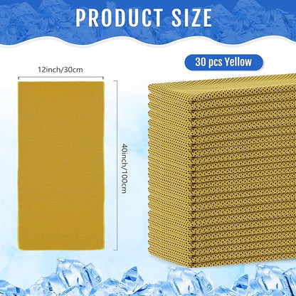 Hosuly 30 Pack Cooling Towels, 40"x12" Ice Breathable Soft Chilly Sweat Rag Microfiber Workout Rags for Gym Cooling Towels for Neck and Face for Yoga Golf Sport Running