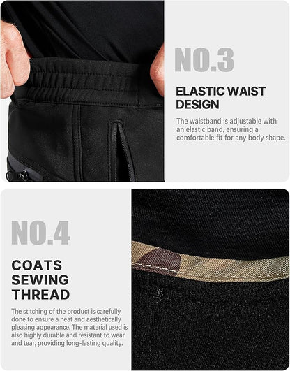 FREE SOLDIER Men's Outdoor Softshell Fleece Lined Cargo Pants Snow Ski Hiking Pants with Belt