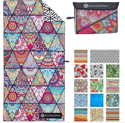 ECCOSOPHY Microfiber Beach Towel - Sand Free Towels are Quick Dry, Light Weight, Super Absorbent - Perfect Pool, Travel, Cruise, Camping Essentials - Oversized Extra Large for Adults 71x35 in