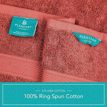 Pleasant Home Bath Towels Set of 6 (24” x 50”) 100% Cotton, 515 GSM | Lightweight, Soft & Absorbent Luxury Towels for Bathroom | for Gym, Pool & Spa | 6 Pack, Red