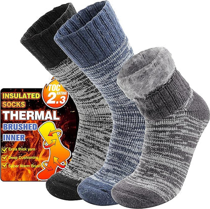 3 Pairs Warm Thermal Socks for Women & Men Winter Ski Thick Boot Insulated Socks for Cold Weather