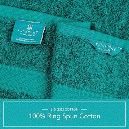Pleasant Home Bath Towels Set of 6 (24” x 50”) 100% Cotton, 515 GSM | Lightweight, Soft & Absorbent Luxury Towels for Bathroom | for Gym, Pool & Spa | 6 Pack, Teal