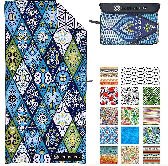 ECCOSOPHY Microfiber Beach Towel - Sand Free Towels 71x35 in