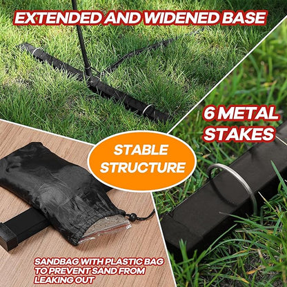 12ft/14ft Portable Volleyball Training Practice Net Set 5 Heights Adjustable for Indoor Outdoor with Tetoron Net, Freestanding Base, PU Volleyball, Carry Bag, Sandbags - Instant Set Up