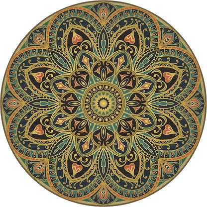 Knsbk Large Round Yoga Mat 4.6'X3.5mm for Exercise Premium Extra Thick, Ultra Comfortable, Non Slip, Meditation Mat