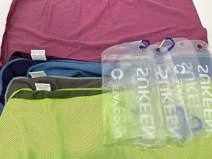Sukeen 4Pack Cooling Towel (40"x12") for Neck and Face, Soft & Breathable Chilly Sports Towel, Quick-Drying Sweat Absorbing Cooling Neck Wraps with Cooling Tech. for Yoga, Sport, Running, Workout
