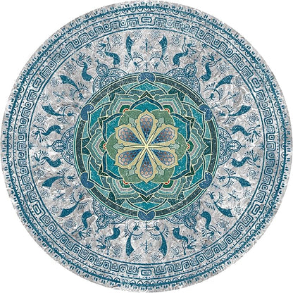 Knsbk Large Round Yoga Mat 4.6'X3.5mm for Exercise Premium Extra Thick, Ultra Comfortable, Non Slip, Meditation Mat