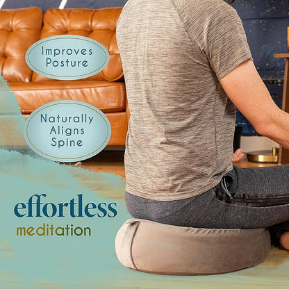 Florensi Meditation Cushion - Comfortable Floor Pillow - Traditional Tibetan Meditation Pillow with Beautiful Velvet Cover - Large Floor Cushion Seating for Adults - Premium Yoga Buckwheat Bolster