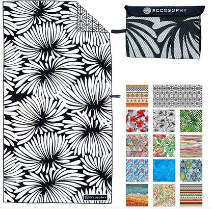 ECCOSOPHY Microfiber Beach Towel - Sand Free Towels are Quick Dry, Light Weight, Super Absorbent - Perfect Pool, Travel, Cruise, Camping Essentials - Oversized Extra Large for Adults 71x35 in