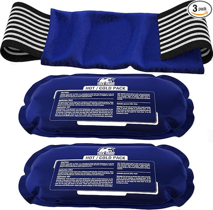 Ice Packs for Injuries Reusable (3-Piece Set) – Hot and Cold Ice Pack Therapy Gel Wrap Support – Supports Recovery, Joint and Muscle Pain – Knees, Back & More (3 Piece Set - Classic)